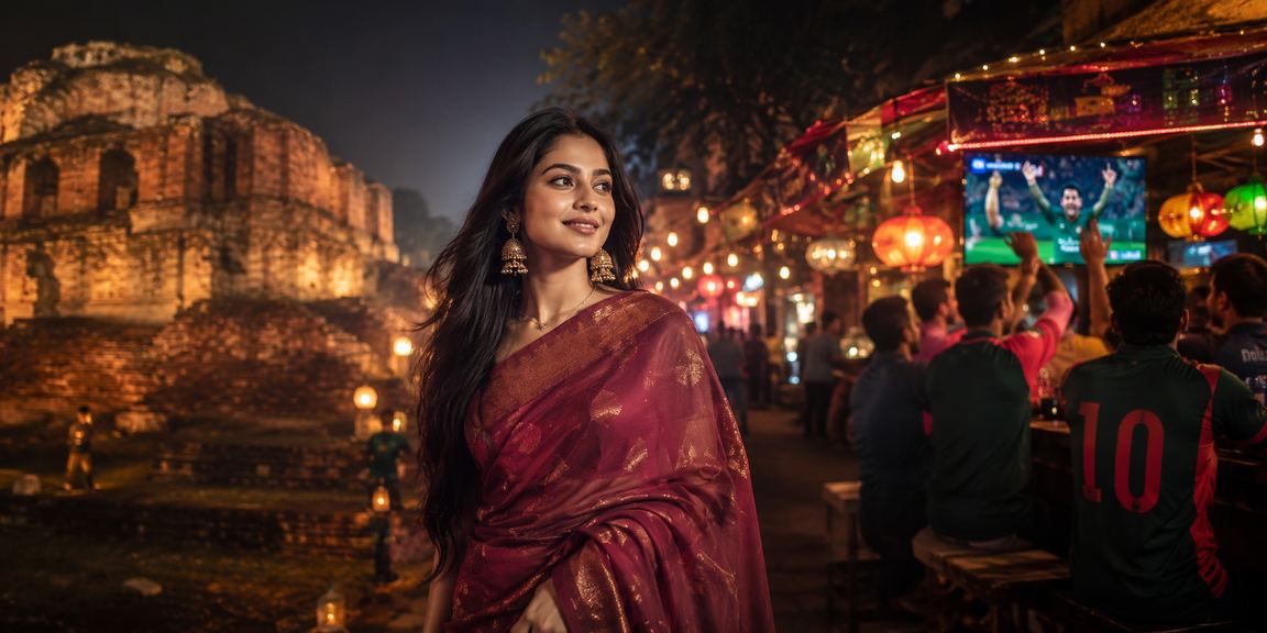 বগুড়ার নাইট মার্কেটে মোবাইলে ক্রিকেট বেটিং উপভোগরত একজন তরুণ